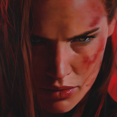 Close-up Intense Face Shot of Elektra