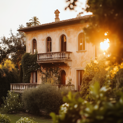 Italian Renaissance Villa at Golden Hour