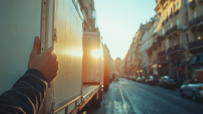 Hand Holding Back of Truck on Sunny Day