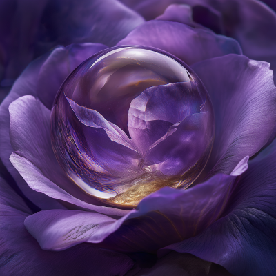 Iridescent Purple Rose with Crystal Ball