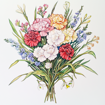 Colorful Flower Bouquet Illustration