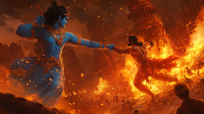 Krishna vs Kansh in a Burning Village