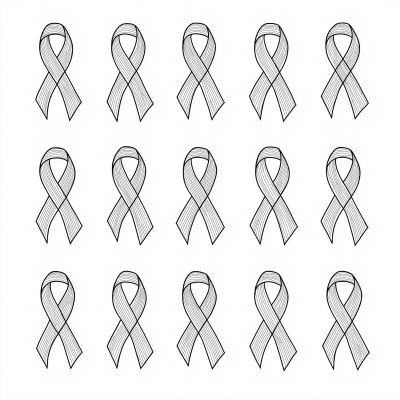 Cancer Ribbon Line Drawing