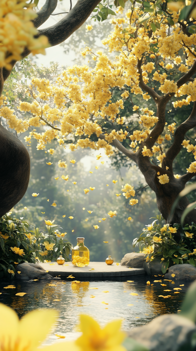 Yellow Sweet Scented Osmanthus Tree in Scene