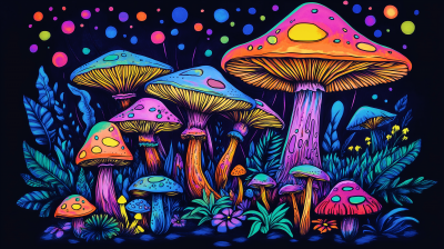 Fantastical Mushroom Jungle Coloring Page