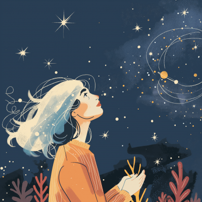 Mature Woman Gazing at the Stars