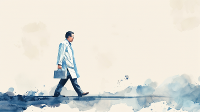 Doctor walking in watercolor style