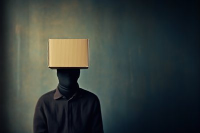 Man with Empty Box on Head