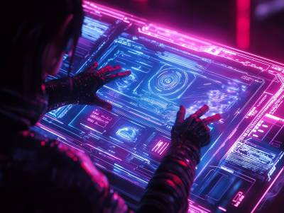 Glowing Cyberpunk Holographic Interface