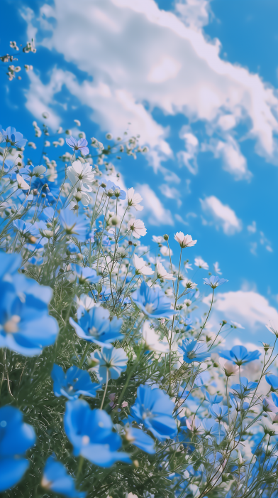 Dancing Flowers in the Blue Sky