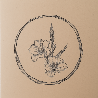 Wedding Card with Gladiolus Drawing