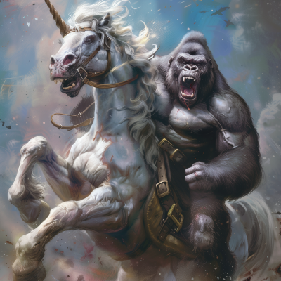 Angry Gorilla Riding Unicorn