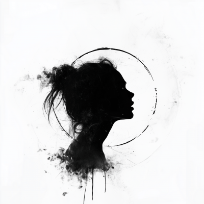 Worried Woman Head Silhouette