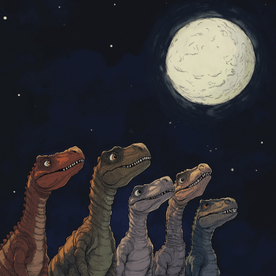 Dinosaur Moon Gazing