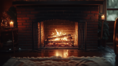 Black Framed Brick Fireplace