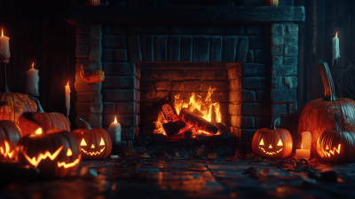 Halloween Fireplace Close-up