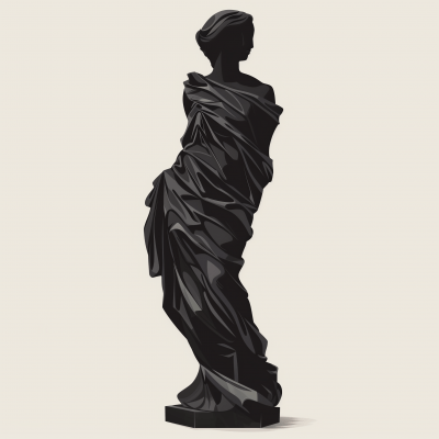 Surreal Greek Woman Statue Vector Drawing