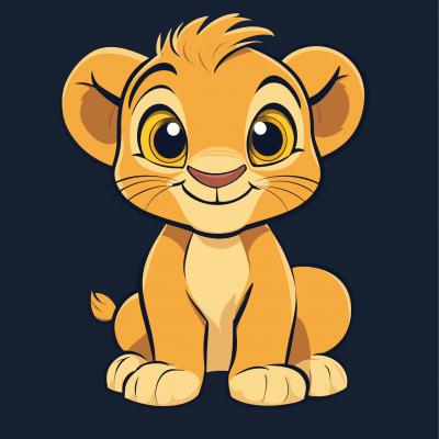 Cute Baby Lion Cartoon Illustration