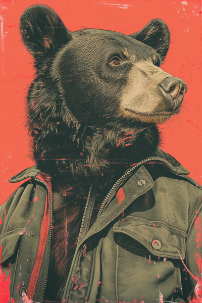 Black Bear in Tracksuit Portrait