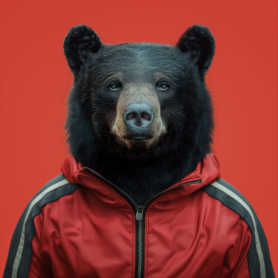 Black Bear in Tracksuit Portrait