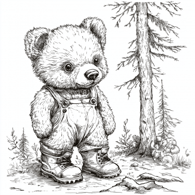 Vintage Lost Baby Bear Illustration