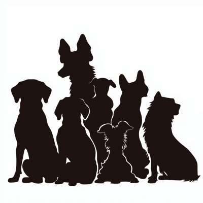 Silhouette of Various Dogs