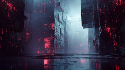 Abstract Cyberpunk 3D Render