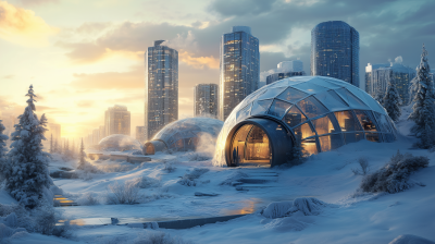 Modern City Architecture in Ice Age