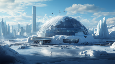 Modern City Architecture in Ice Age