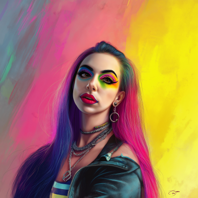 Harley Quinn Rainbow Illustration