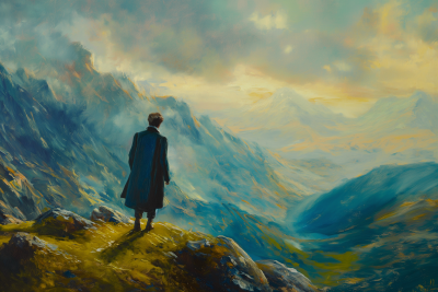 The Young Werther Walking over the Mountains