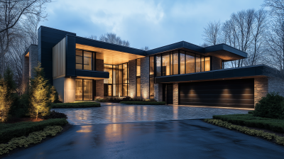 Ultra Modern Luxury Home Driveway View