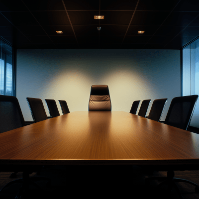 Empty chair at the end of the table