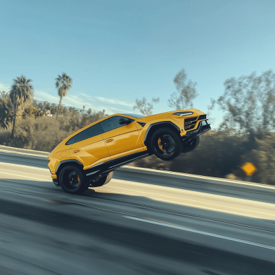 Upside Down Lamborghini Urus on the 110