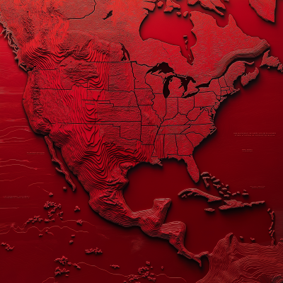 Futuristic Topographical Map of America and Canada