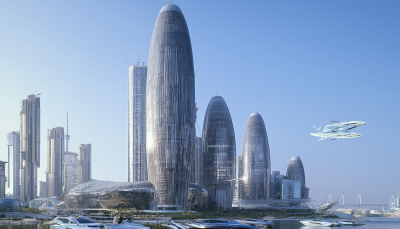 Futuristic Chinese Coastal City