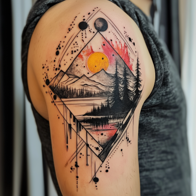 Geometric Upper Arm Tattoo