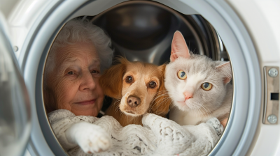 Curious Trio Inside a Bottom Load Dryer