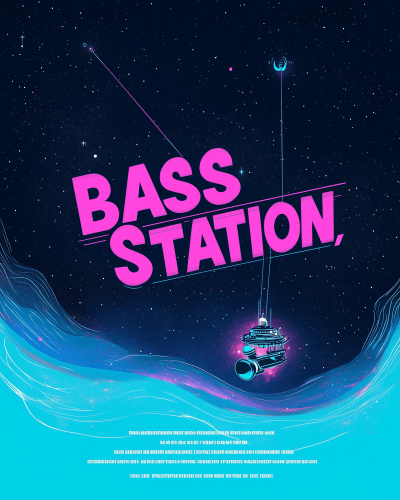 Minimalistic Bass Station Party Poster Design