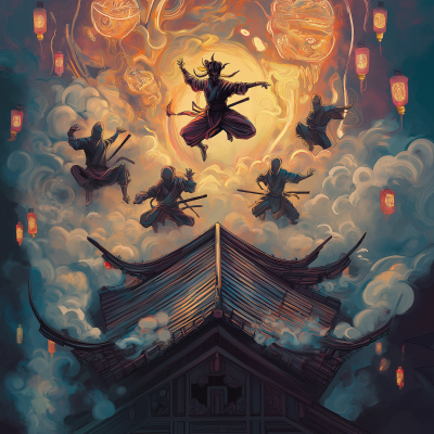 Ninja Rooftop Martial Art Pose