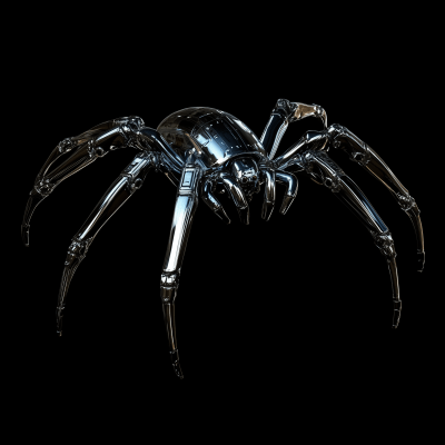 Chrome Spider on Black Background