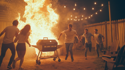 Backyard BBQ Fire Scene