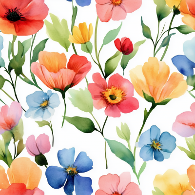 Watercolor Flowers Composition Pattern