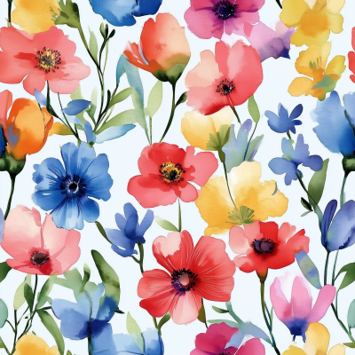 Watercolor Flowers Composition Pattern