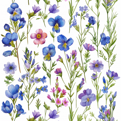 Watercolor Wild Flowers Pattern