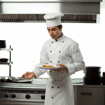 Caucasian Male Chef in Kitchen