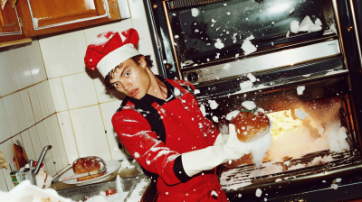 Young Baker with Snowy Oven