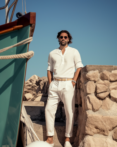 Italian Man of High Status by the Boat