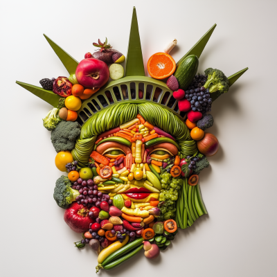 Fruit and Vegetable Statue of Liberty