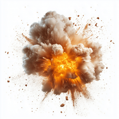 Explosion on White Background